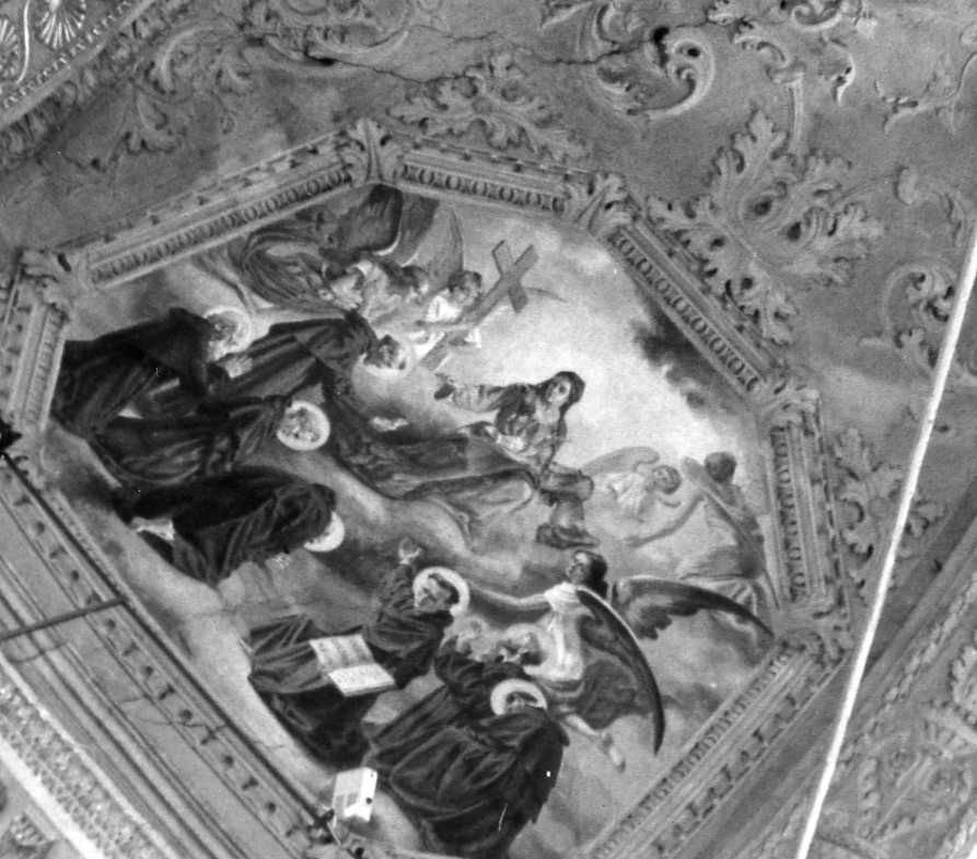 visione di Sant'Agostino fra monaci agostiniani (dipinto) di Crida G (primo quarto sec. XX)