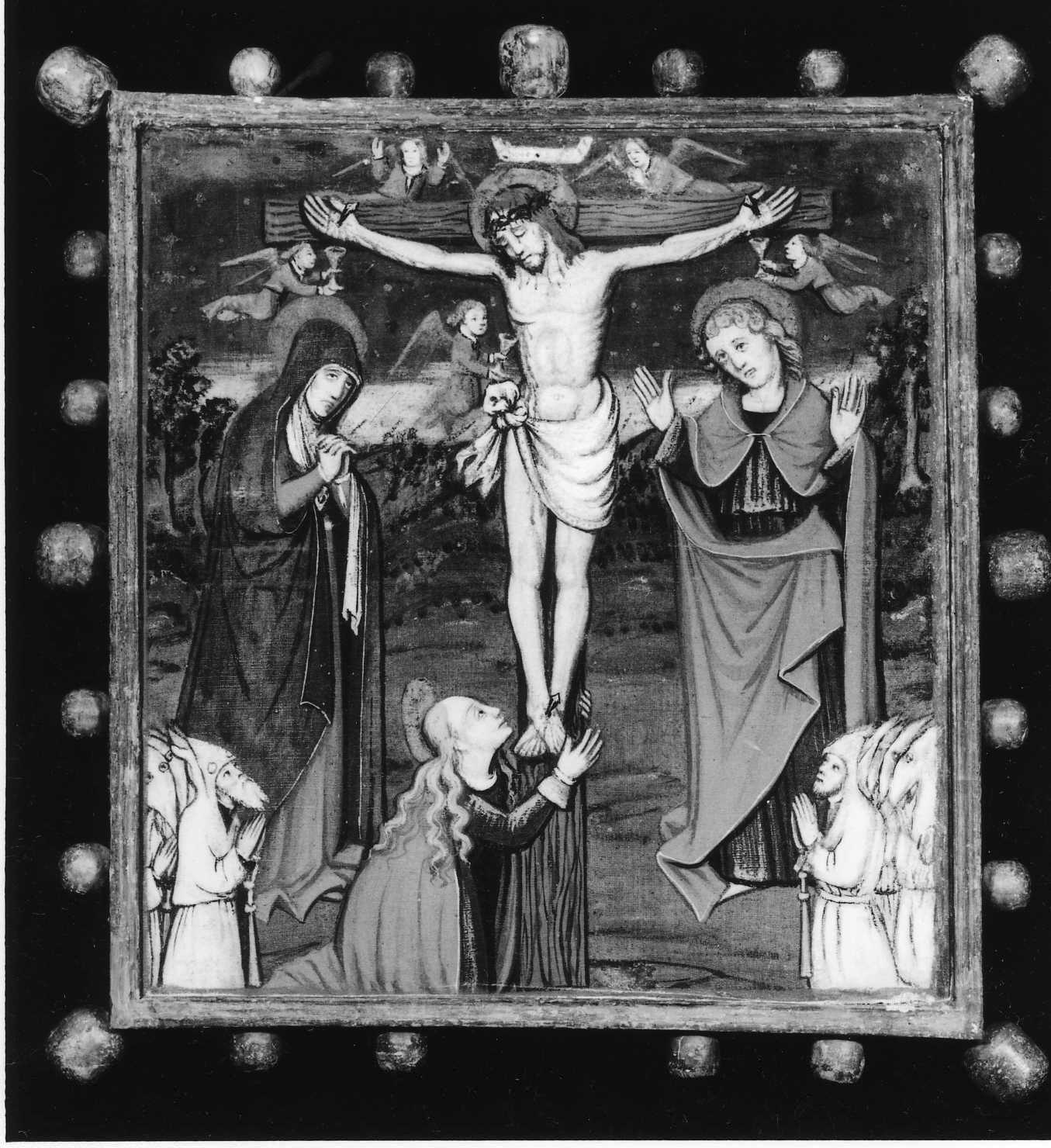 Flagellazione di Cristo; Crocifissione (stendardo processionale) di Canavesio Giovanni (cerchia) (fine/inizio secc. XV/ XVI)