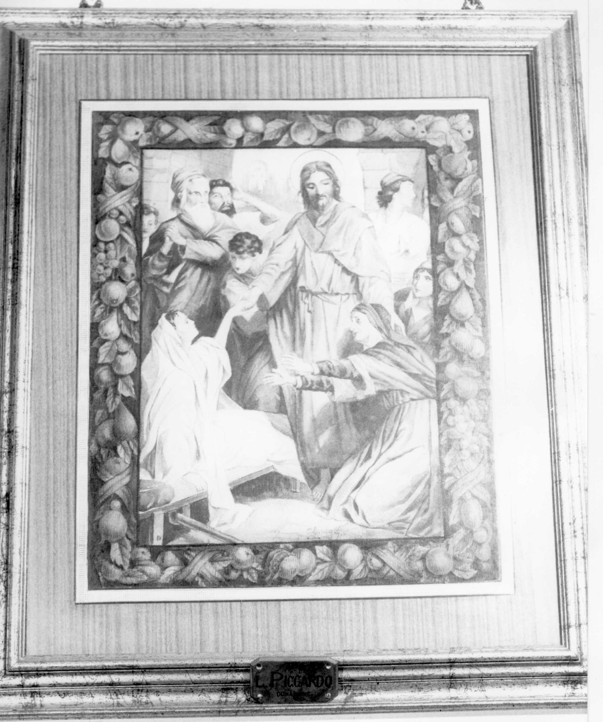 Resurrezione del figlio della vedova di Nain (dipinto, opera isolata) di Olindo G (sec. XX)