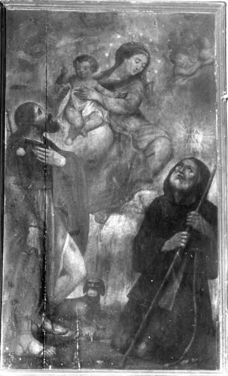 Madonna con Bambino tra San Rocco e Sant'Antonio Abate (dipinto) - ambito laziale (secc. XVII/ XVIII)