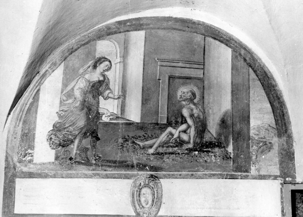 San Francesco penitente visitato da un angelo (dipinto) - ambito laziale (sec. XVIII)