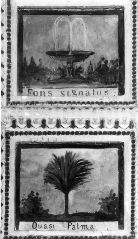 simboli mariani (dipinto, complesso decorativo) - ambito laziale (sec. XVII)