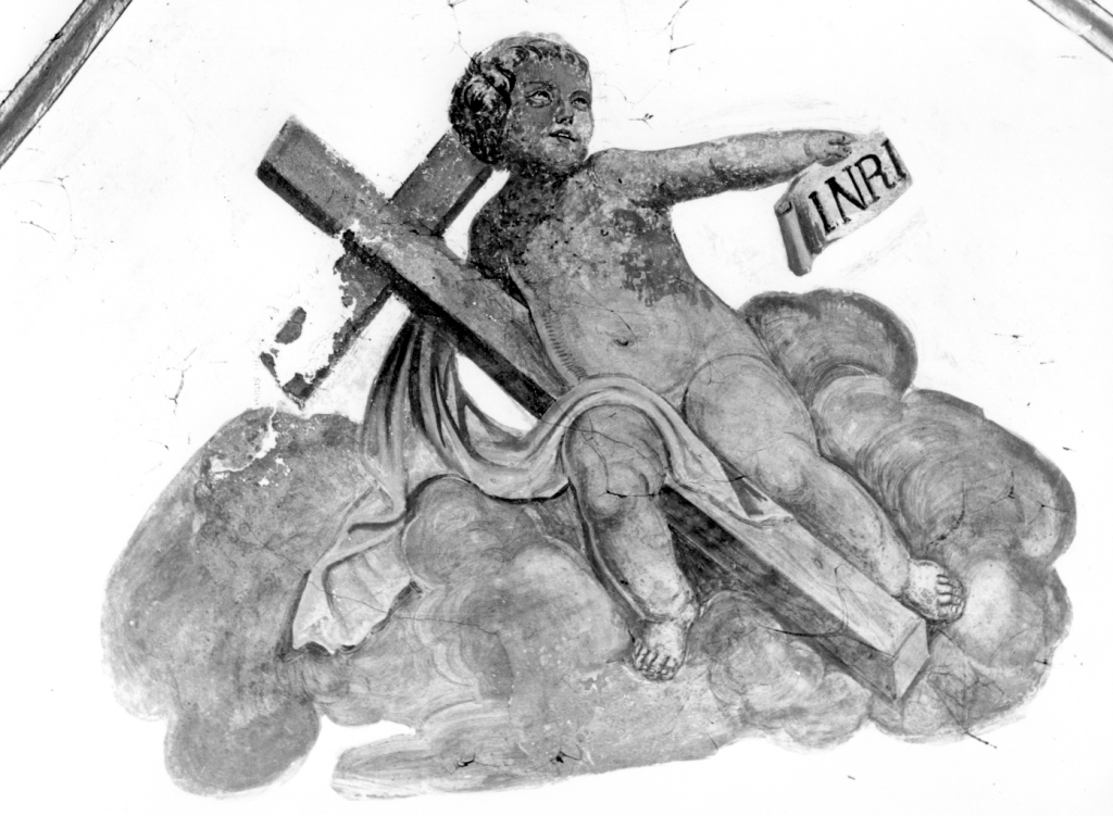 angelo con simboli della passione: croce (dipinto) - ambito laziale (sec. XIX)