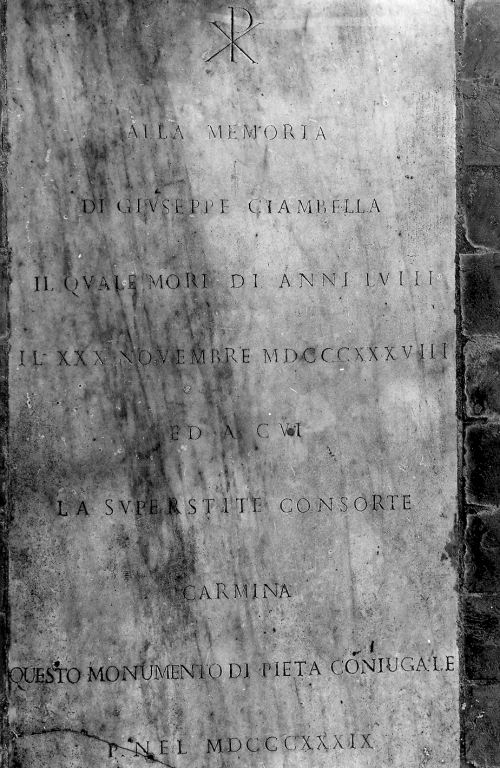 lapide tombale - ambito laziale (sec. XIX)