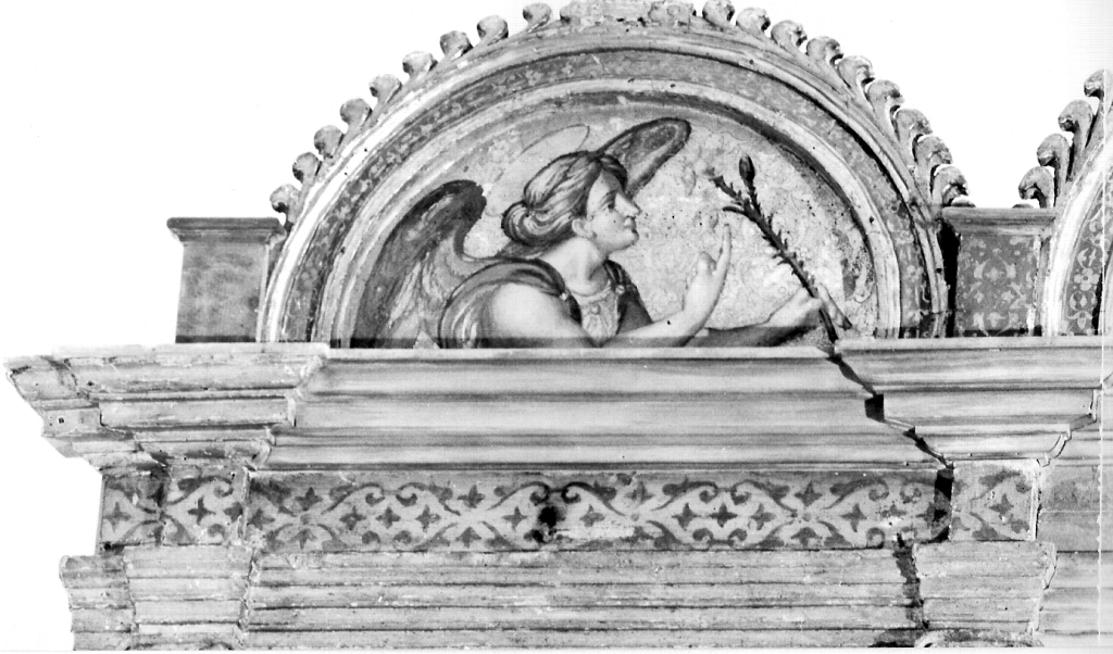 angelo con giglio (cimasa di polittico) di Giulio Perino d'Amelia (sec. XVI)