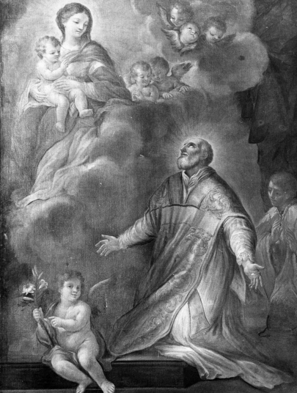 San Filippo Neri ha la visione della Madonna con Bambino (dipinto) - ambito viterbese (sec. XIX)