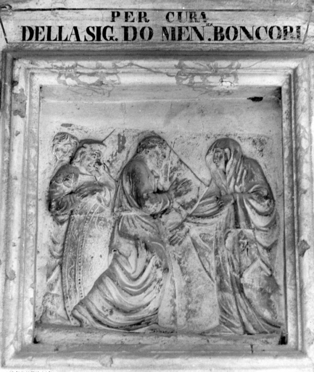 Cristo incontra la Madonna sulla via del Calvario (formella) - ambito viterbese (sec. XVI)