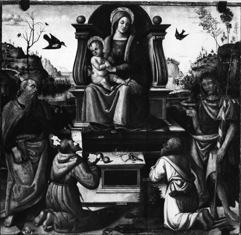 Madonna in trono con Bambino e Santi (dipinto) di Trofi Monaldo detto Truffetta (sec. XV)