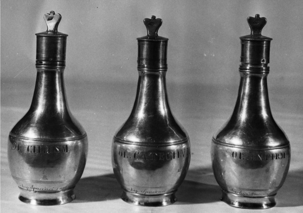 vasetti per oli santi, serie di Giannotti Angelo (bottega) (sec. XIX)