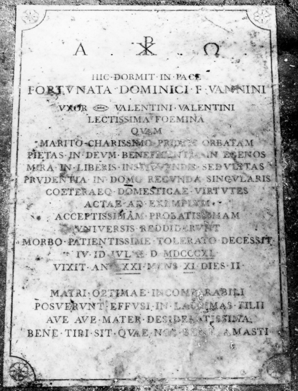 lapide tombale - ambito viterbese (sec. XIX)