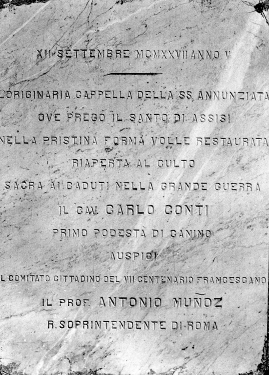 lapide commemorativa - ambito viterbese (sec. XX)