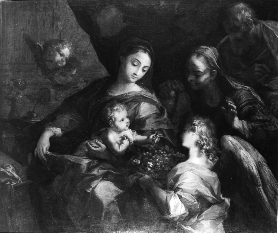 Sacra Famiglia con San Giovannino e Sant'Elisabetta (dipinto) di Mancini Francesco (prima metà sec. XVIII)