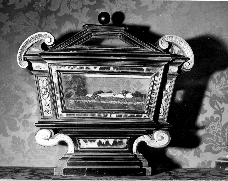 reliquiario a teca - a urna, coppia - ambito Italia centrale (sec. XVIII)