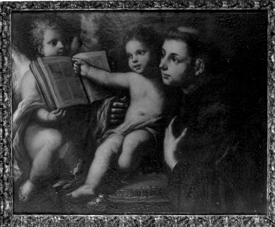 Sant'Antonio da Padova con il bambino leggente e due angeli (dipinto) - ambito napoletano (seconda metà sec. XVII)