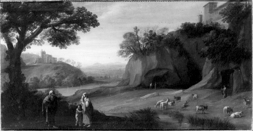 paesaggio con Agar e Ismaele (dipinto) di Gellée Claude detto Claude Lorrain (maniera) (metà sec. XVII)