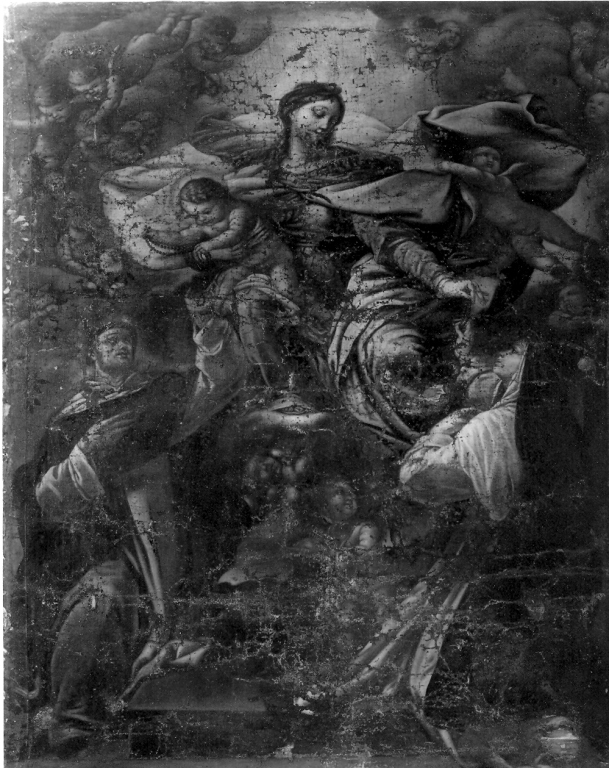 Madonna del Rosario con San Domenico e Santa Caterina da Siena (dipinto) - ambito napoletano (primo quarto sec. XVIII)