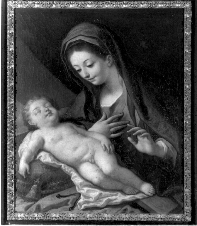 Madonna con Bambino dormiente (dipinto) di De Matteis Paolo (cerchia) (primo quarto sec. XVIII)