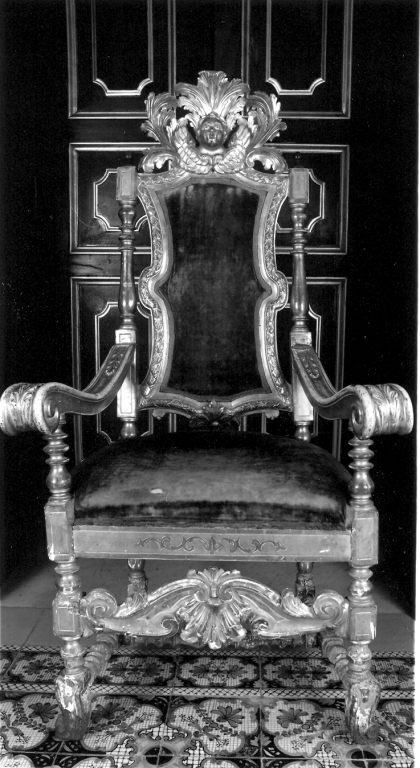 poltrona - da cerimonia - produzione italiana (ultimo quarto sec. XIX)