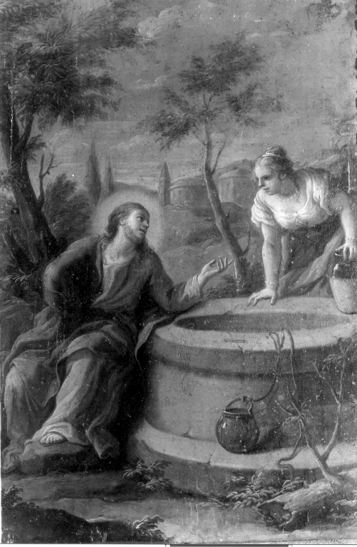 Cristo e la samaritana al pozzo (dipinto) di Sarnelli Antonio (sec. XVIII)