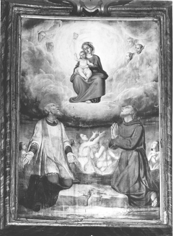 Madonna con Bambino, santi e anime del purgatorio (dipinto) - ambito laziale (metà sec. XIX)