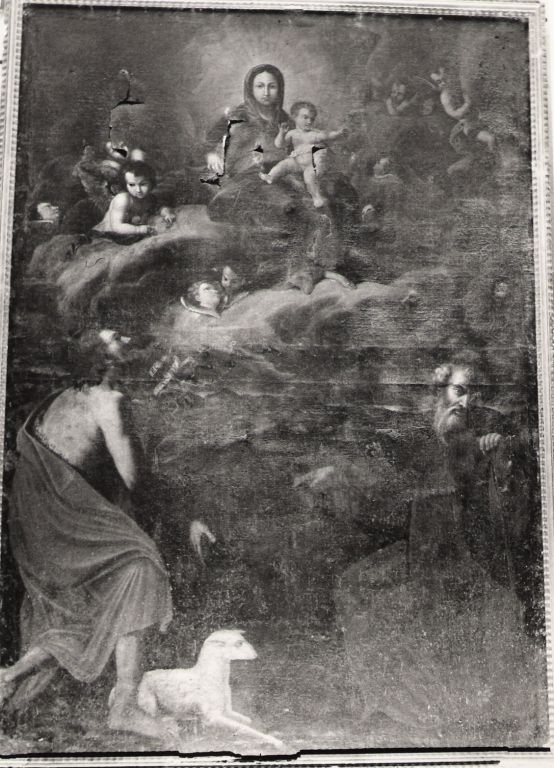 Madonna con Bambino, San Giovanni Battista e Sant'Antonio Abate (dipinto) - ambito laziale (secc. XVII/ XVIII)