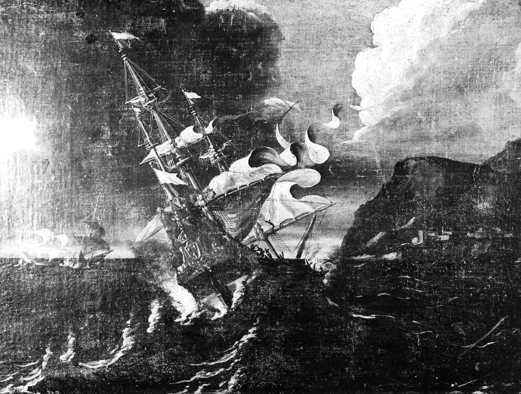 tempesta sul mare (dipinto) - ambito italiano (sec. XVIII)