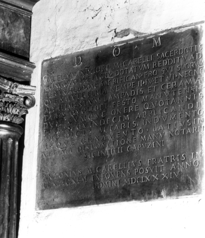 lapide commemorativa - ambito laziale (sec. XVII)