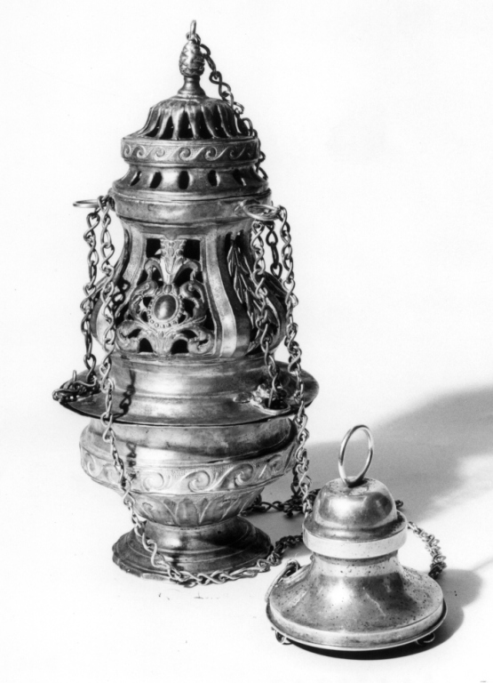 turibolo - a vaso fiammeggiante - ambito laziale (sec. XIX)