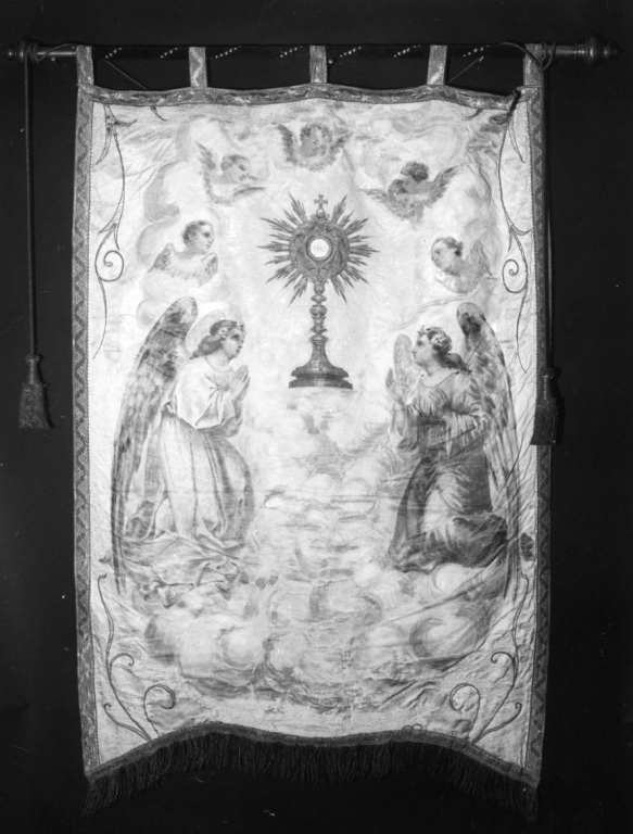 adorazione dell'Eucaristia (stendardo processionale) - ambito romano (fine sec. XIX)