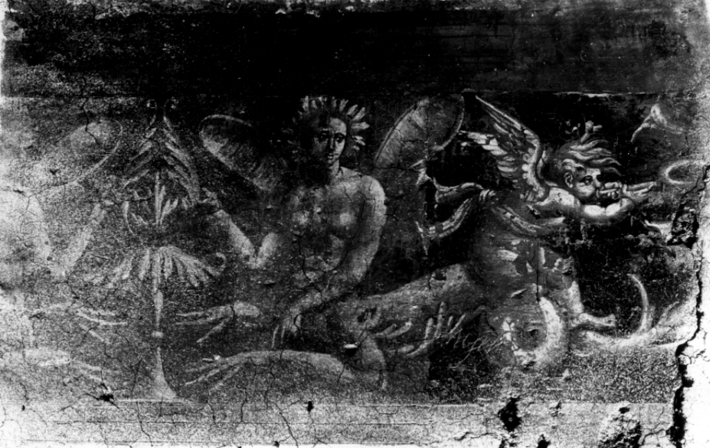 grottesche, figure fantastiche (dipinto, frammento) - ambito romano (sec. XVI)