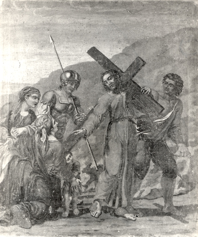 stazione VIII: Gesù consola le donne di Gerusalemme (dipinto) - ambito laziale (sec. XVIII)