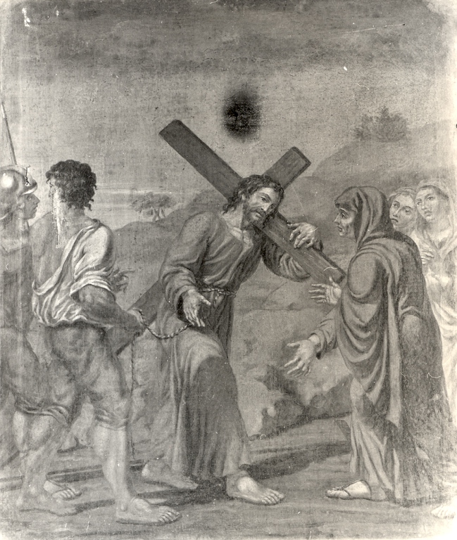 stazione IV: Gesù incontra la Madonna (dipinto) - ambito laziale (sec. XVIII)
