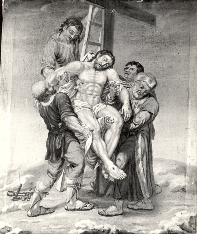 stazione XIII: Gesù deposto dalla croce (dipinto) - ambito laziale (sec. XVIII)