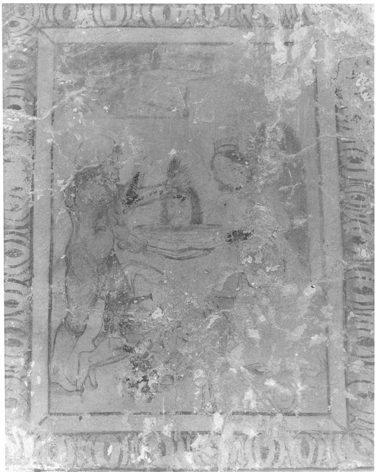 Salome con la testa di San Giovanni Battista sul piatto (decorazione pittorica, frammento) - ambito laziale (fine/inizio secc. XVII/ XVIII)
