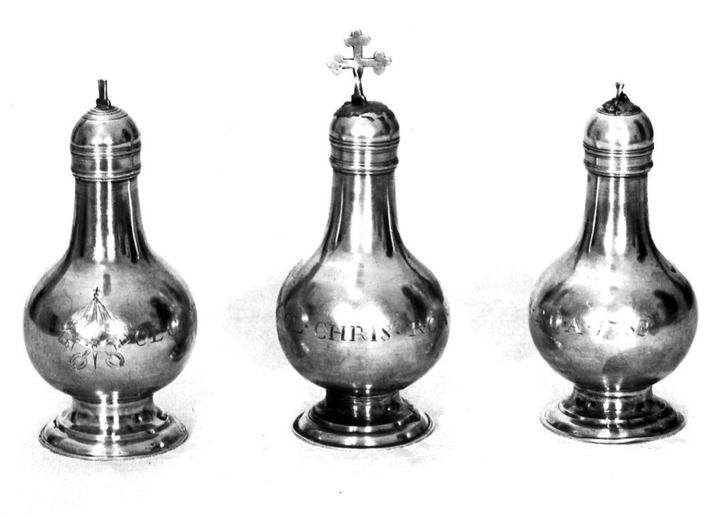 vasetti per oli santi, serie - ambito romano (sec. XVIII)