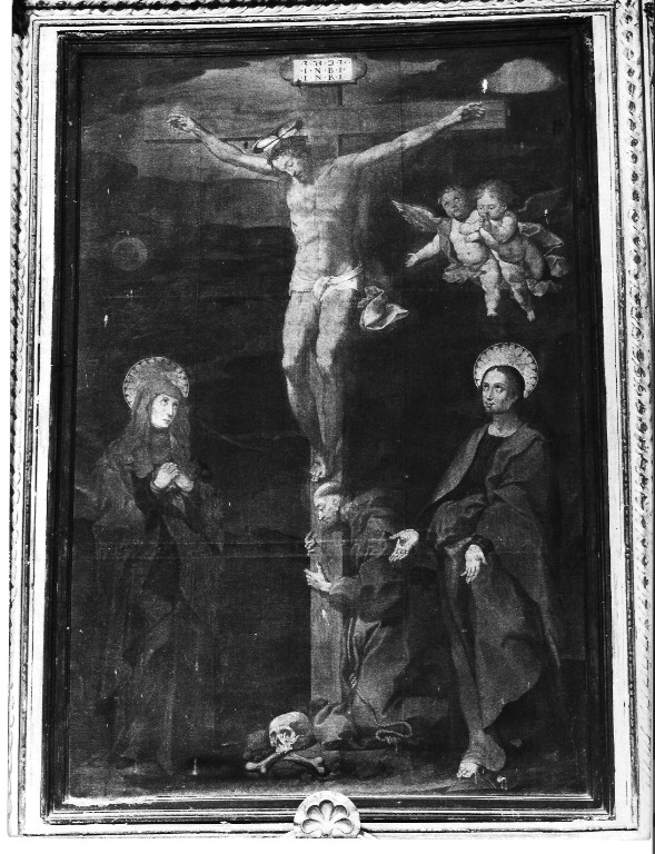 crocifissione di Cristo con la Madonna e santi (dipinto) - ambito laziale (prima metà sec. XVII)