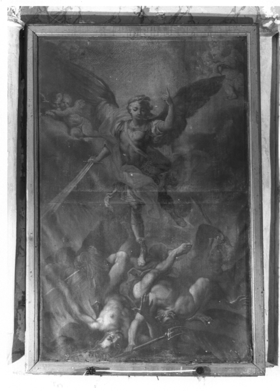 San Michele Arcangelo combatte Satana (dipinto) - ambito napoletano (prima metà sec. XVIII)