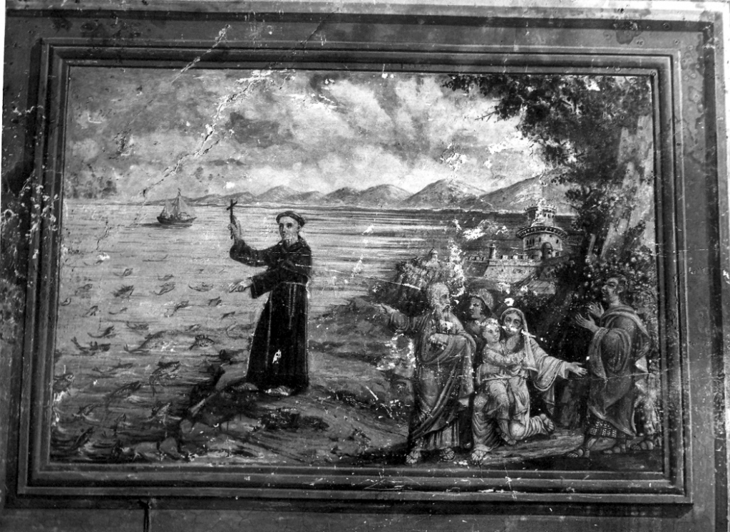 Sant'Antonio da Padova predica ai pesci (dipinto) - ambito laziale (sec. XIX, sec. XX)