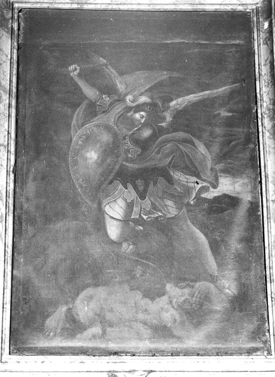 San Michele Arcangelo combatte Satana (dipinto, pendant) - ambito laziale (secc. XVIII/ XIX)