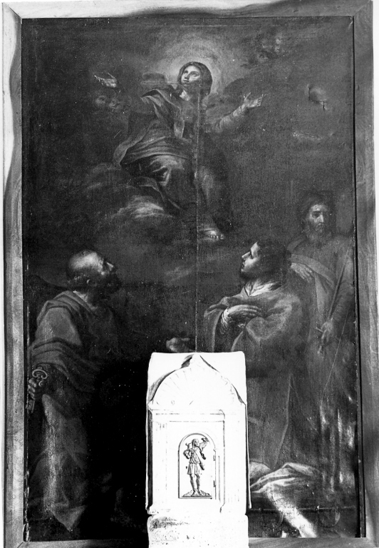 Madonna in gloria con San Pietro, San Leonardo e San Paolo (dipinto) - ambito laziale (sec. XVII)