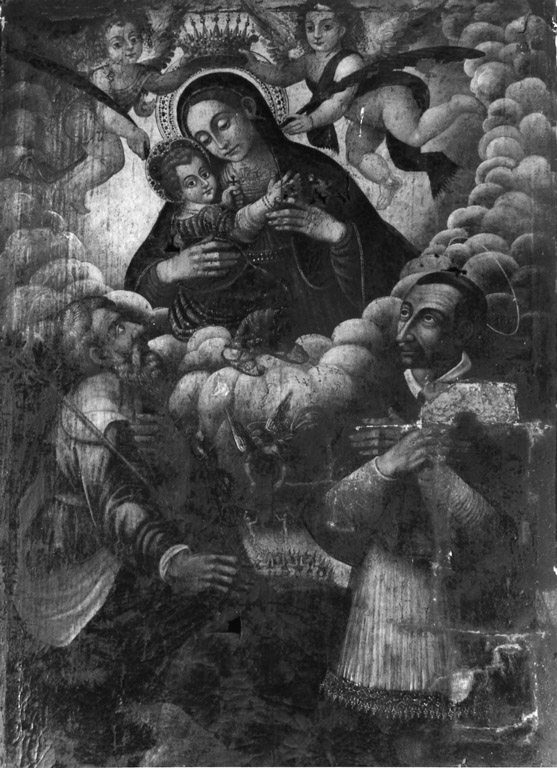 Madonna con Bambino, San Carlo Borromeo e anime del purgatorio (dipinto) - ambito laziale (sec. XVII)