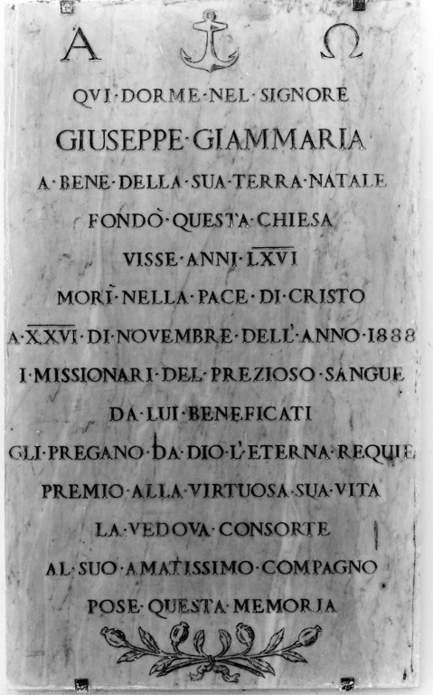 lapide tombale - manifattura laziale (sec. XIX)