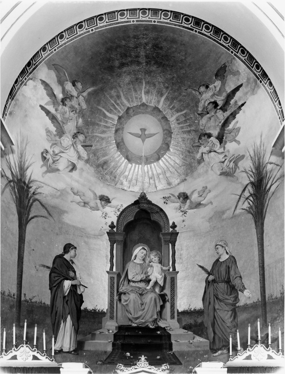 Madonna con Bambino in trono, Santa Lucia e Santa Apollonia (dipinto, ciclo) di Nobili Salvatore (sec. XIX)