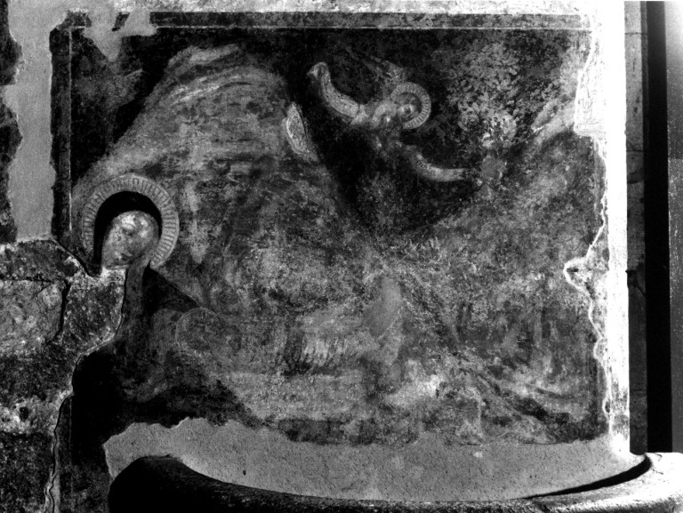 natività di Gesù (dipinto, frammento) - ambito romano (inizio sec. XIV)