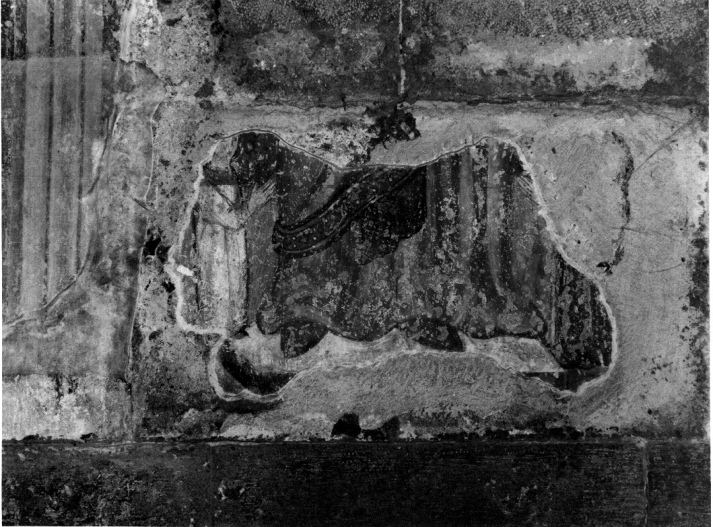 figura femminile inginocchiata (dipinto, frammento) - ambito viterbese (sec. XV)