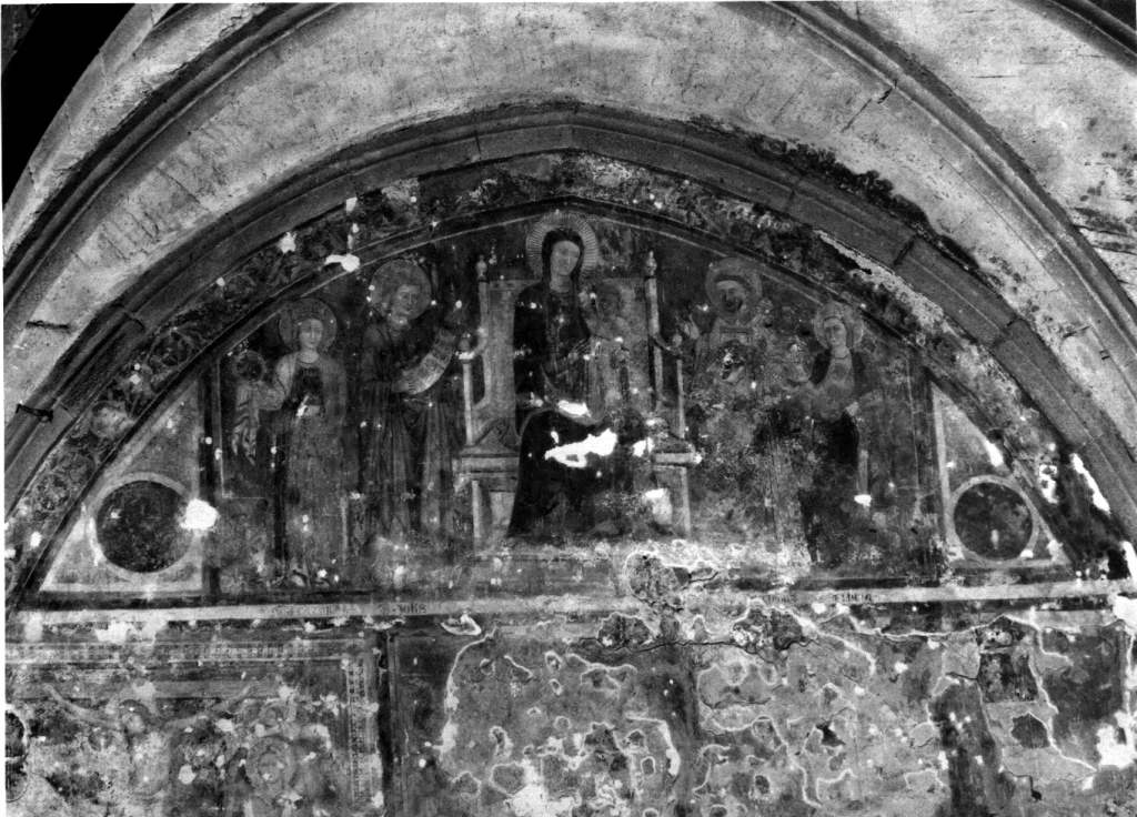 Madonna in trono con Bambino e Santi (dipinto, elemento d'insieme) - ambito romano (inizio sec. XIV)