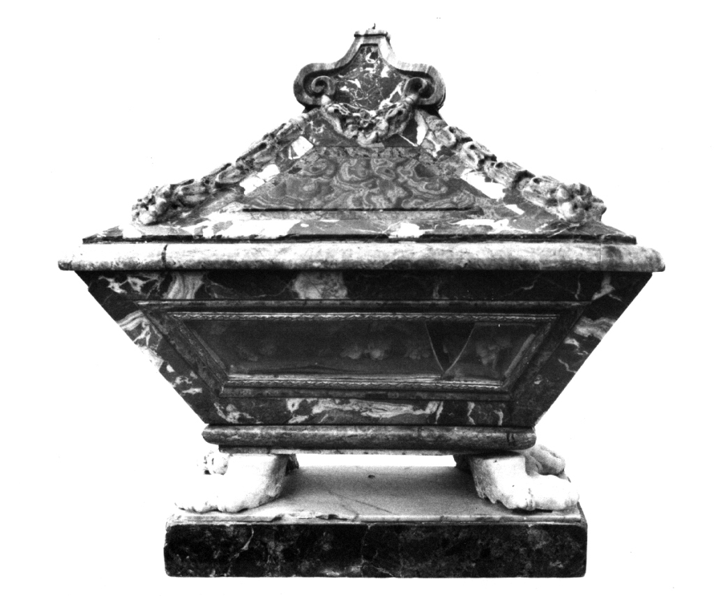 reliquiario a teca - a cassetta - ambito viterbese (sec. XIX)