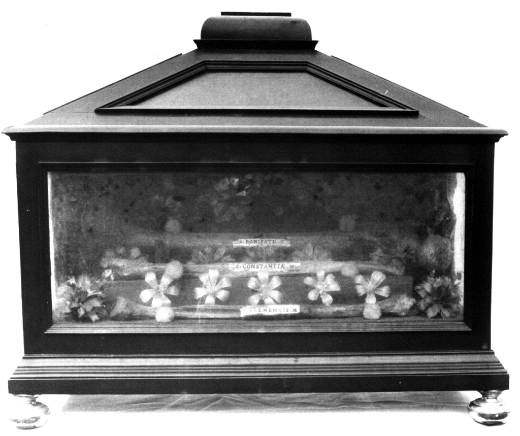 reliquiario a teca - a cassetta, serie - ambito viterbese (sec. XVIII)