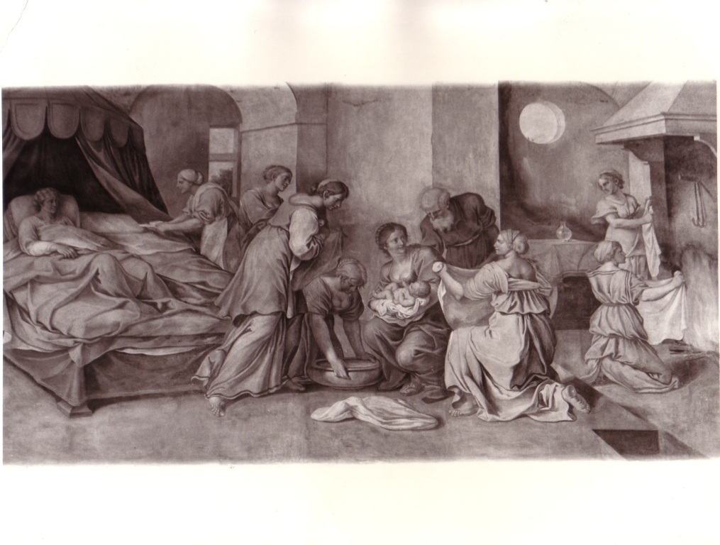 nascita di Maria Vergine (dipinto) - ambito viterbese (fine/inizio secc. XVI/ XVII)