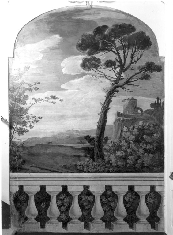 paesaggio collinare (dipinto) - ambito laziale (sec. XIX)